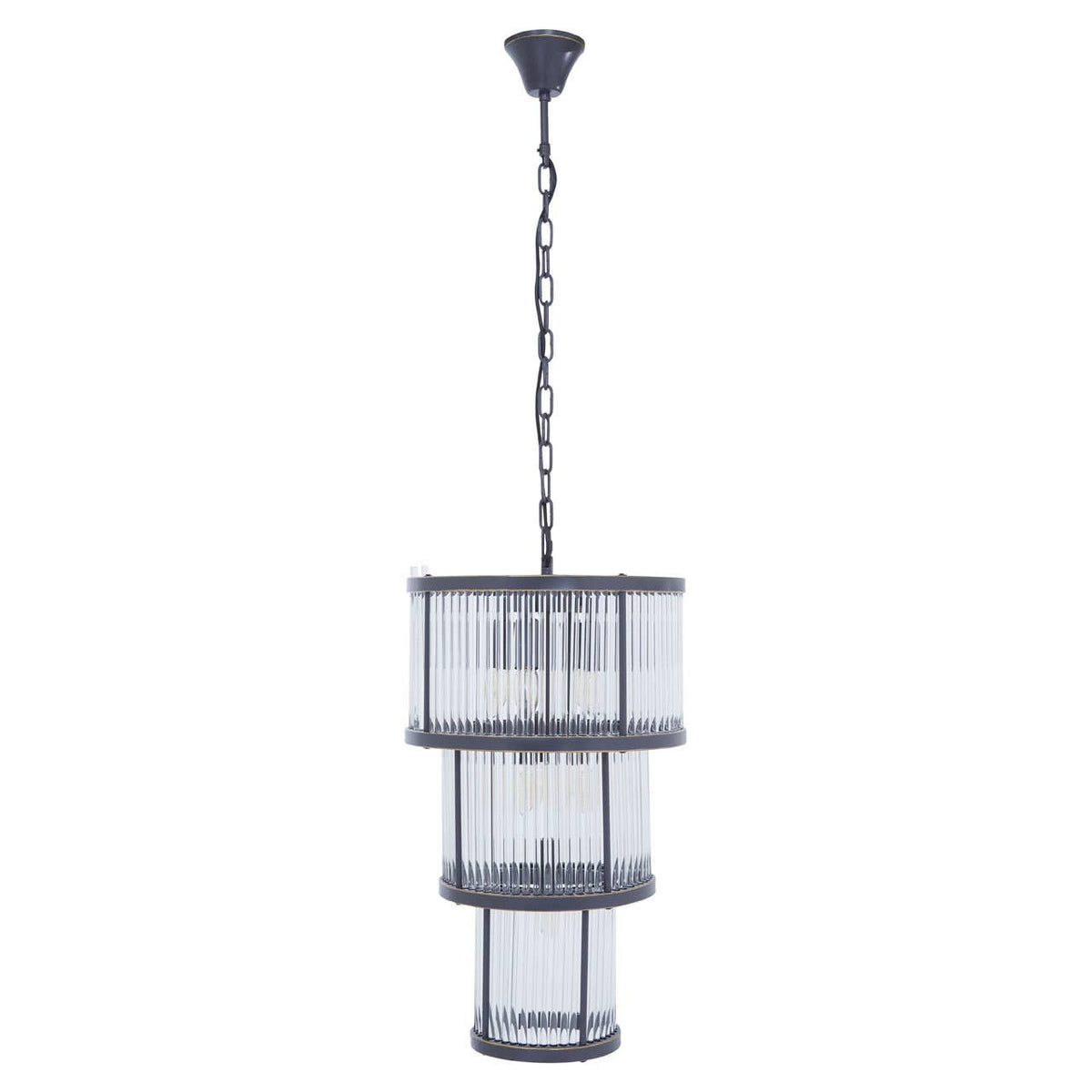 Salasco 3 Tier Black Finish Glass Chandelier