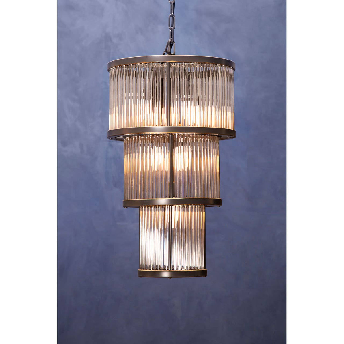 Salasco 3 Tier Black Finish Glass Chandelier