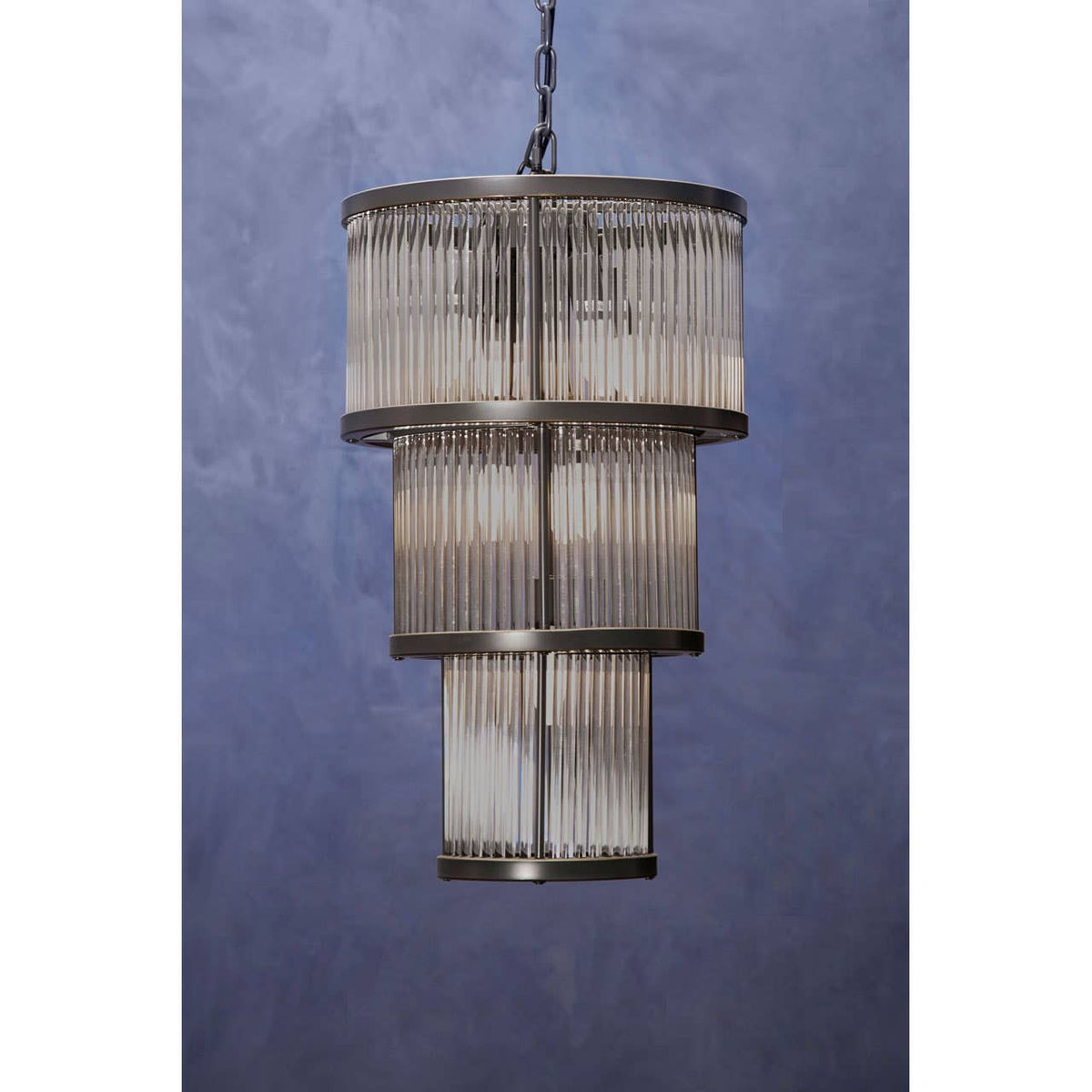 Salasco 3 Tier Black Finish Glass Chandelier