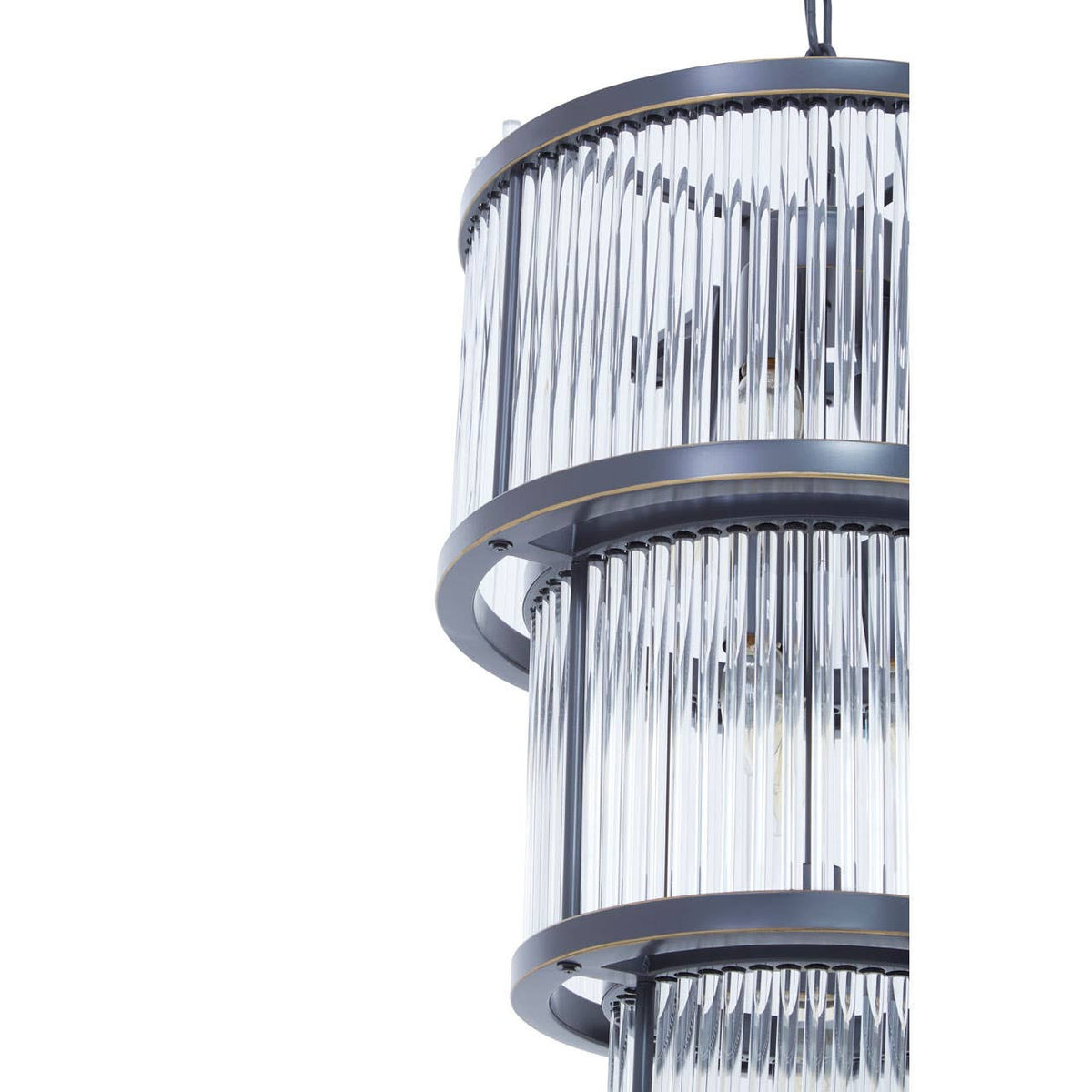 Salasco 3 Tier Black Finish Glass Chandelier