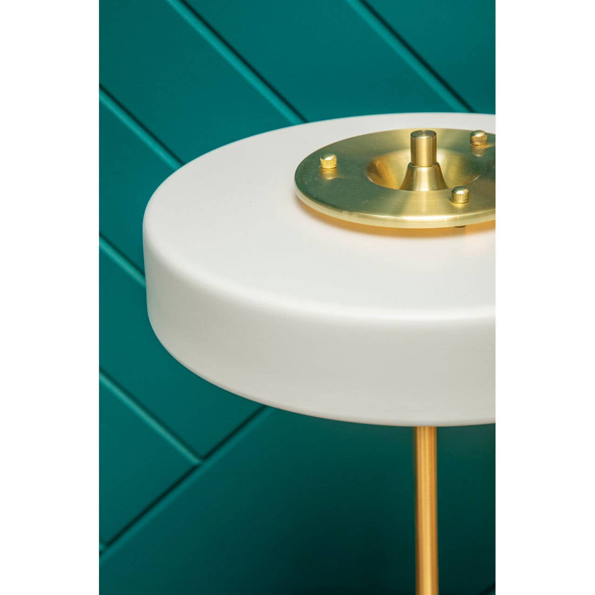 Rogano White Shade with Gold Finish Frame Table Lamp