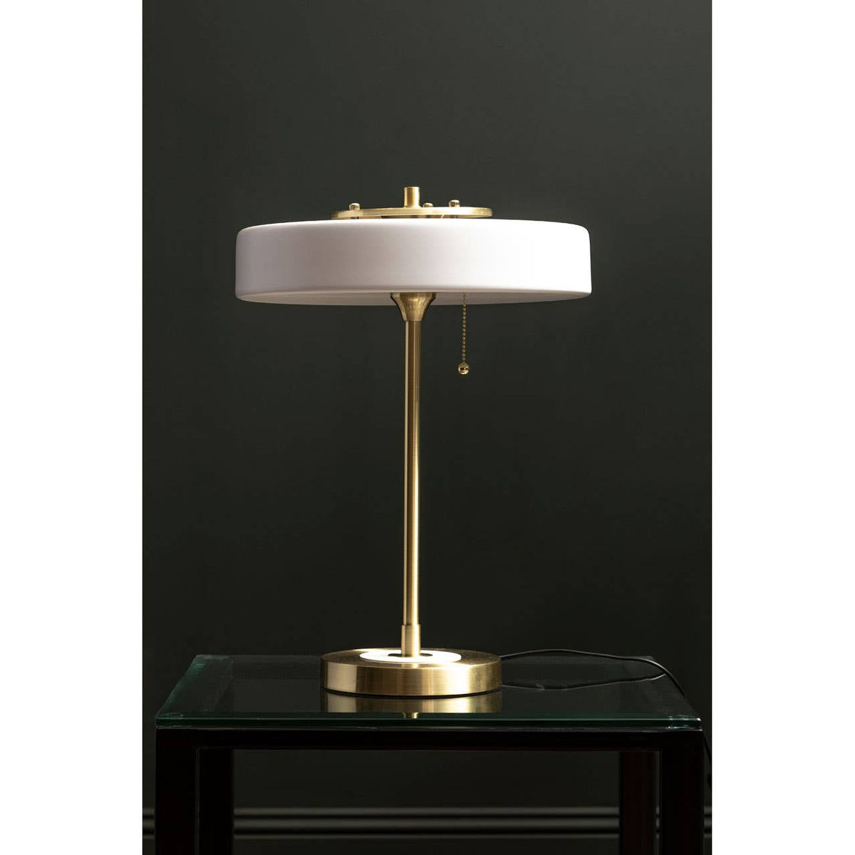 Rogano White Shade with Gold Finish Frame Table Lamp