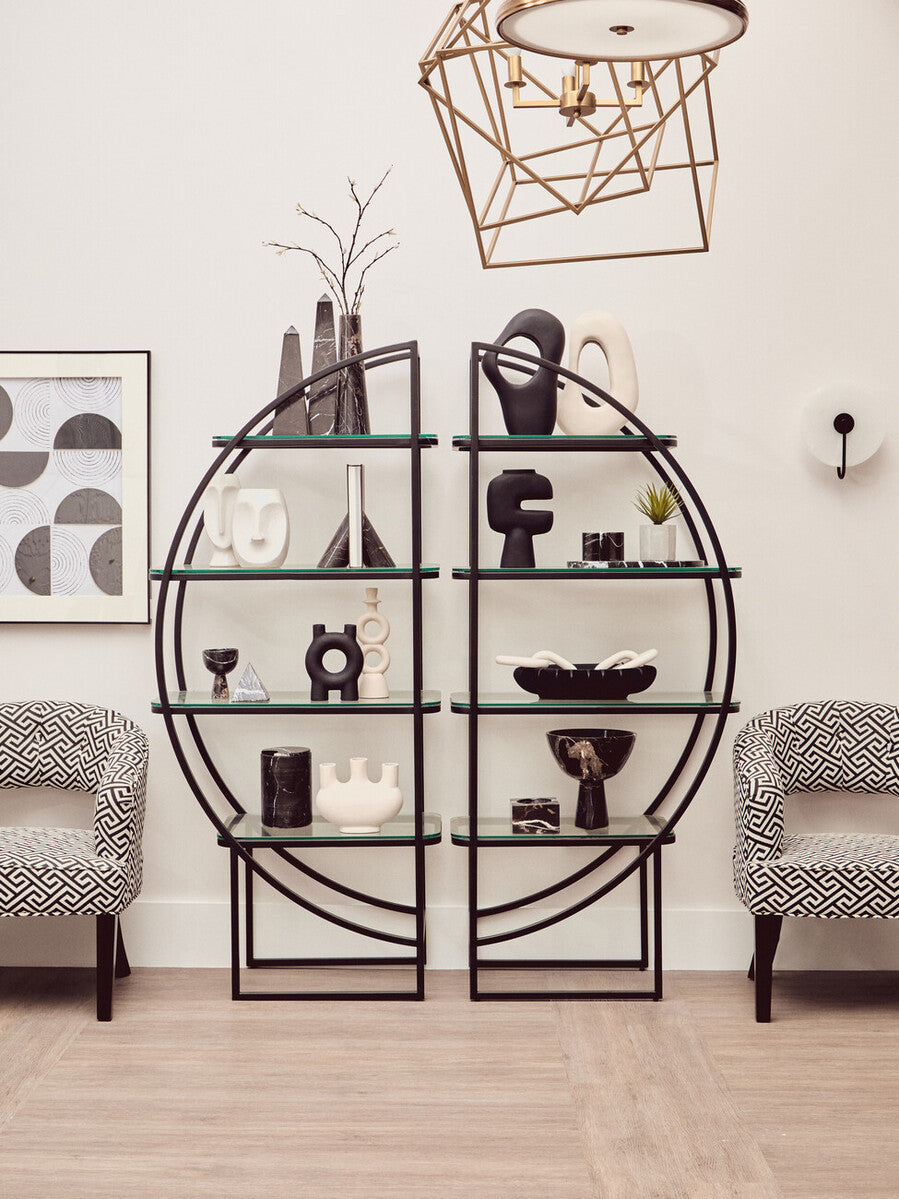 Waldorf White Marble Wall Light with Black Accent