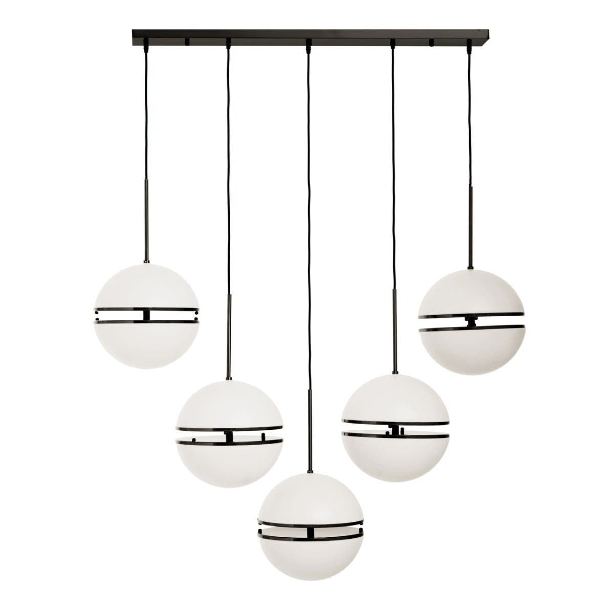 Abira Five Ball Matt Black Pendant Light