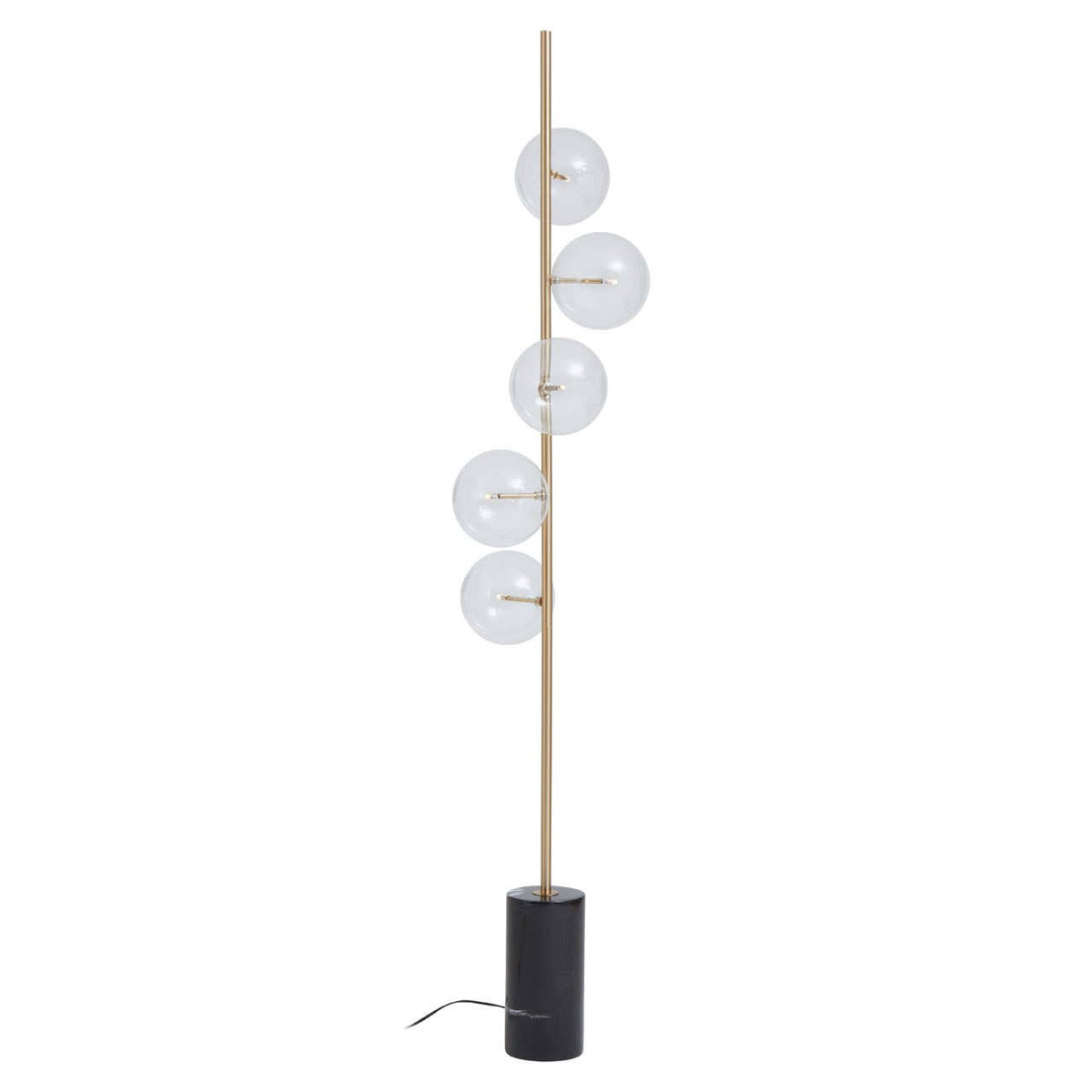 Abira Black Marble and Brass 5 Bulb Floor Lamp