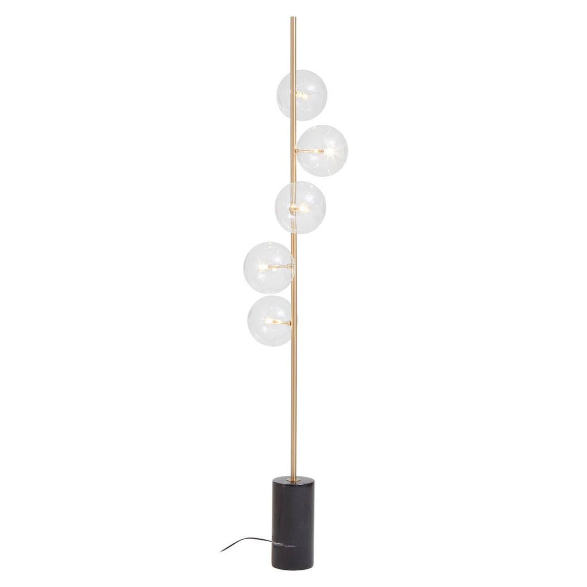 Abira Black Marble and Brass 5 Bulb Floor Lamp