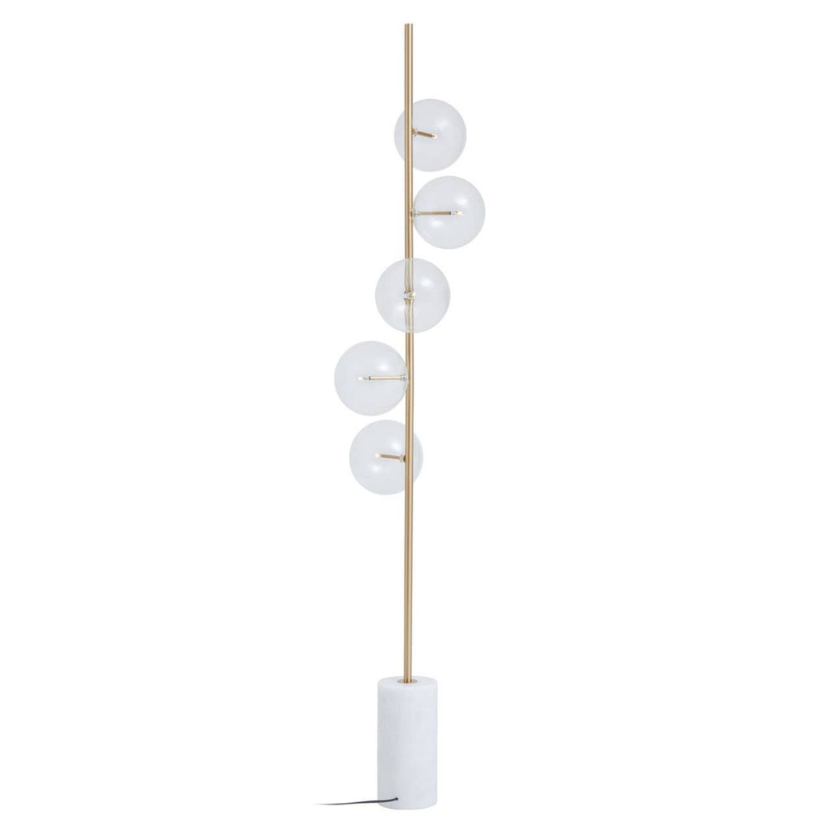 Abira White Marble and Brass Finish 5 Bulb Floor Lamp
