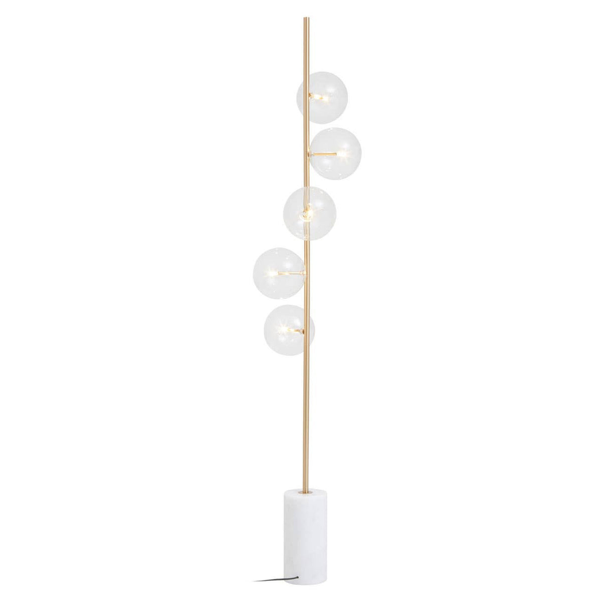 Abira White Marble and Brass Finish 5 Bulb Floor Lamp