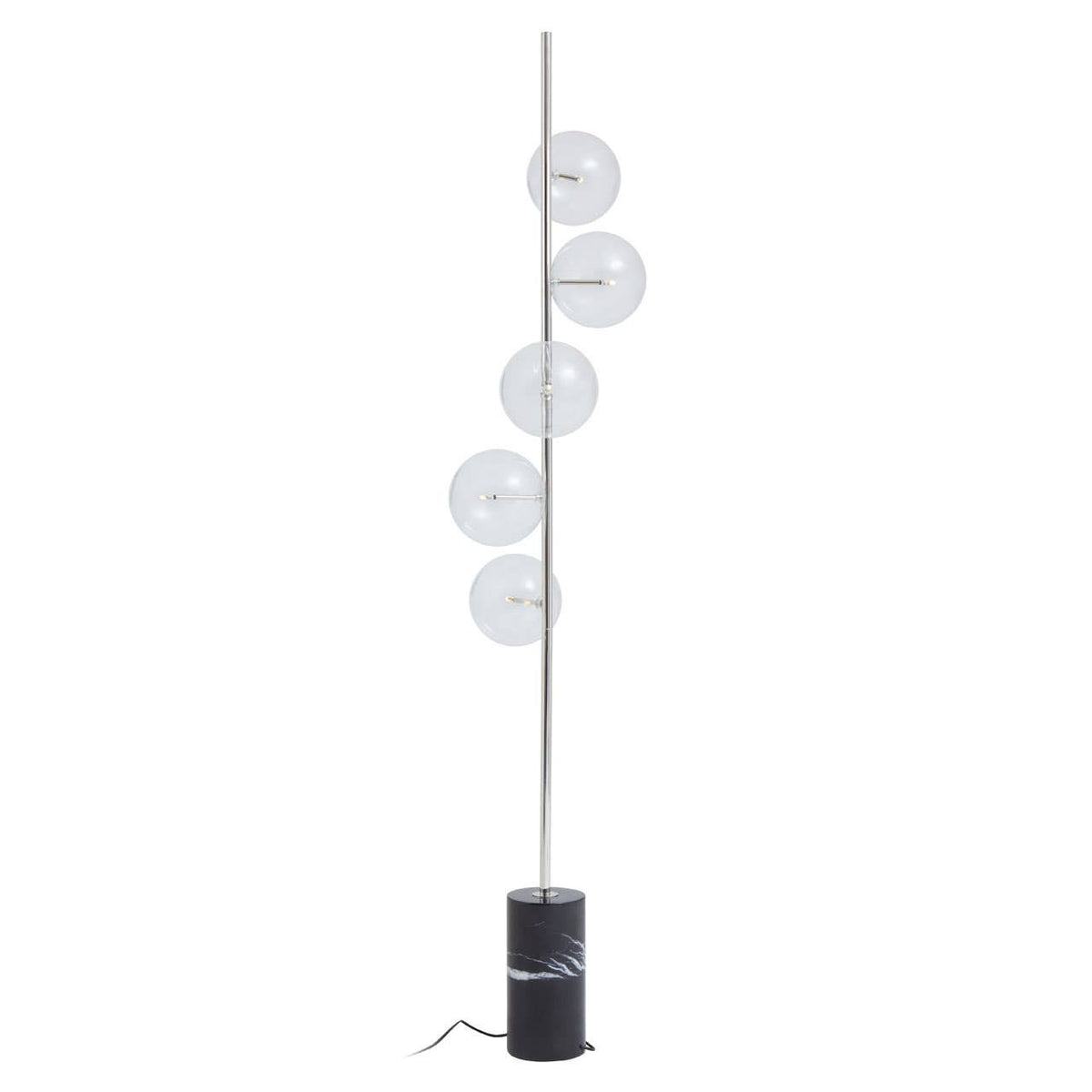 Abira Black Marble and Nickel Finish 5 Bulb Floor Lamp