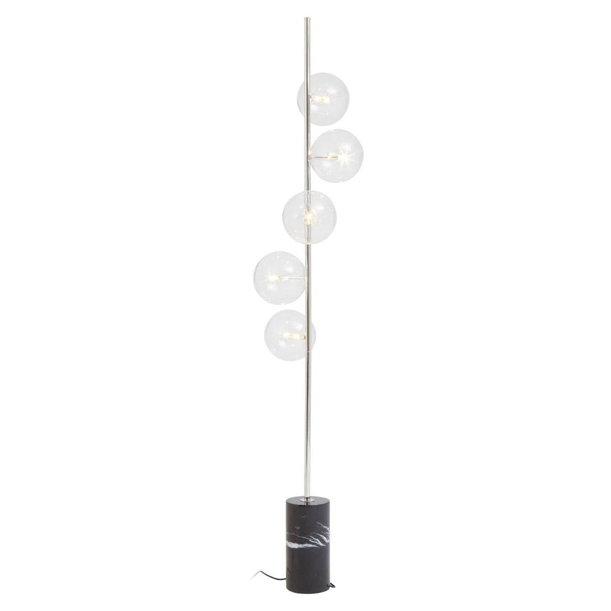 Abira Black Marble and Nickel Finish 5 Bulb Floor Lamp
