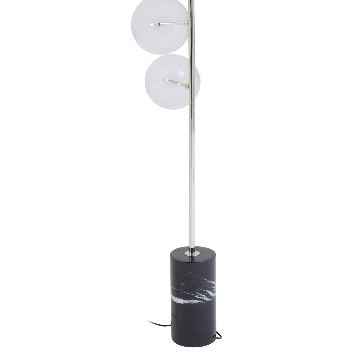 Abira Black Marble and Nickel Finish 5 Bulb Floor Lamp