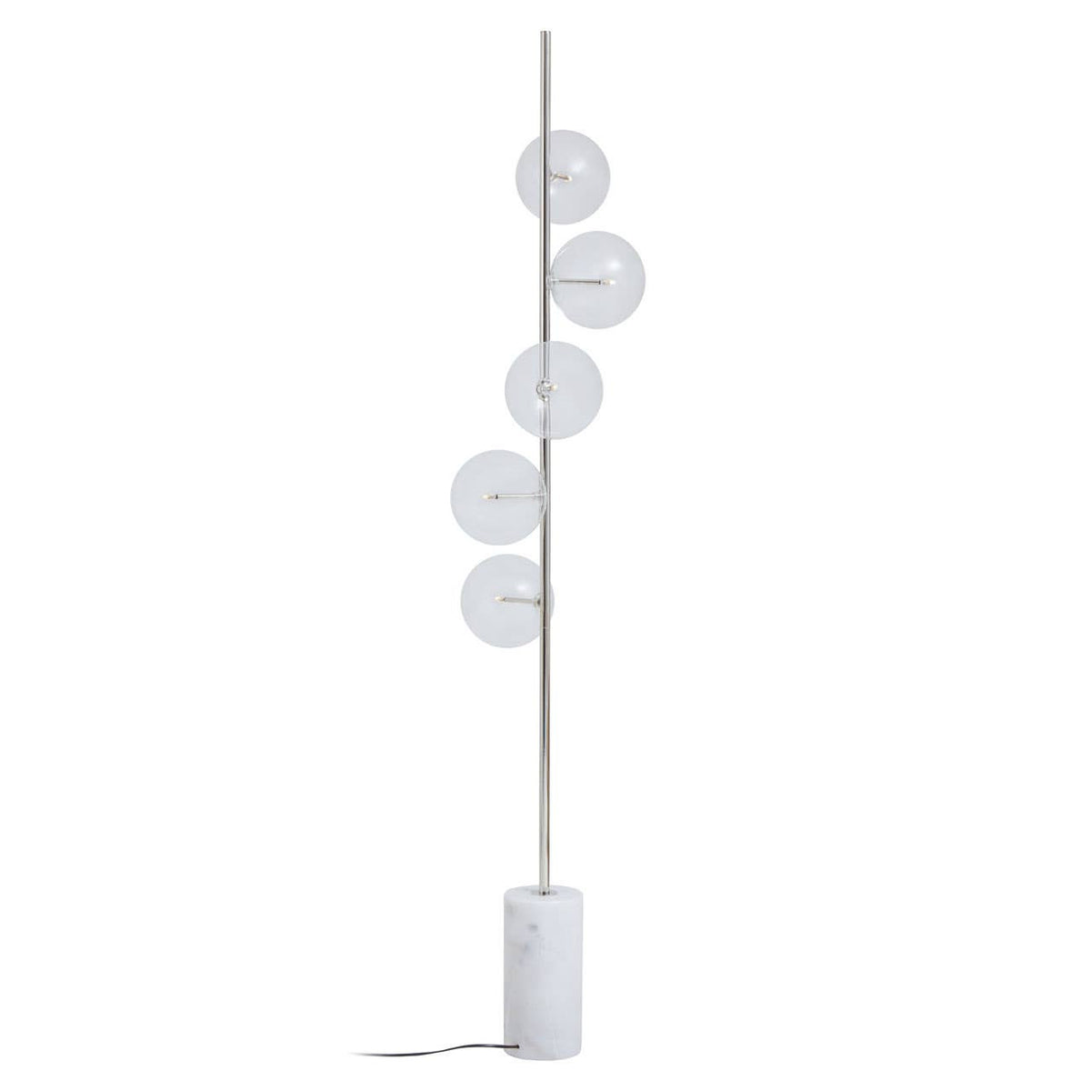 Abira White Marble and Nickel Finish 5 Bulb Floor Lamp