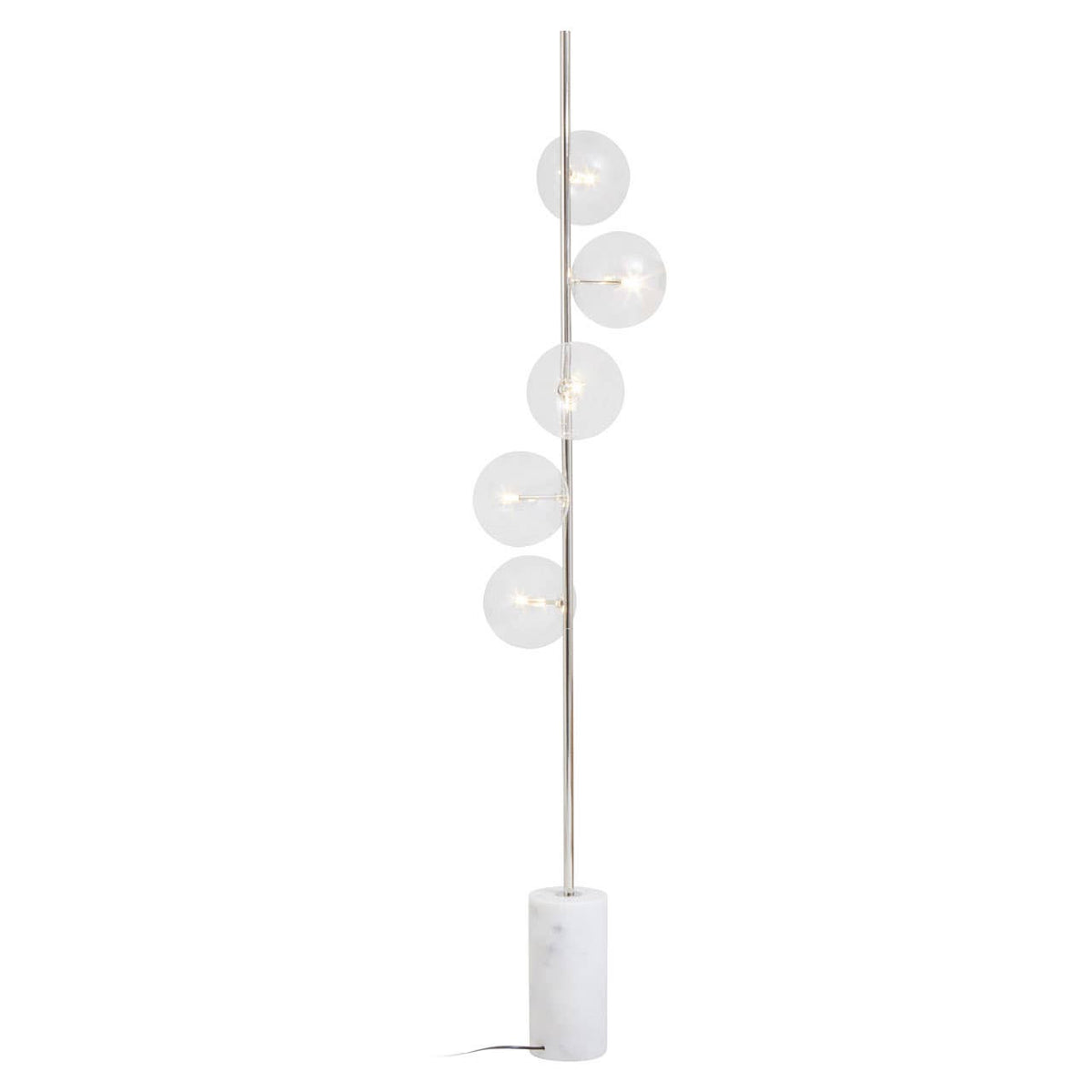 Abira White Marble and Nickel Finish 5 Bulb Floor Lamp