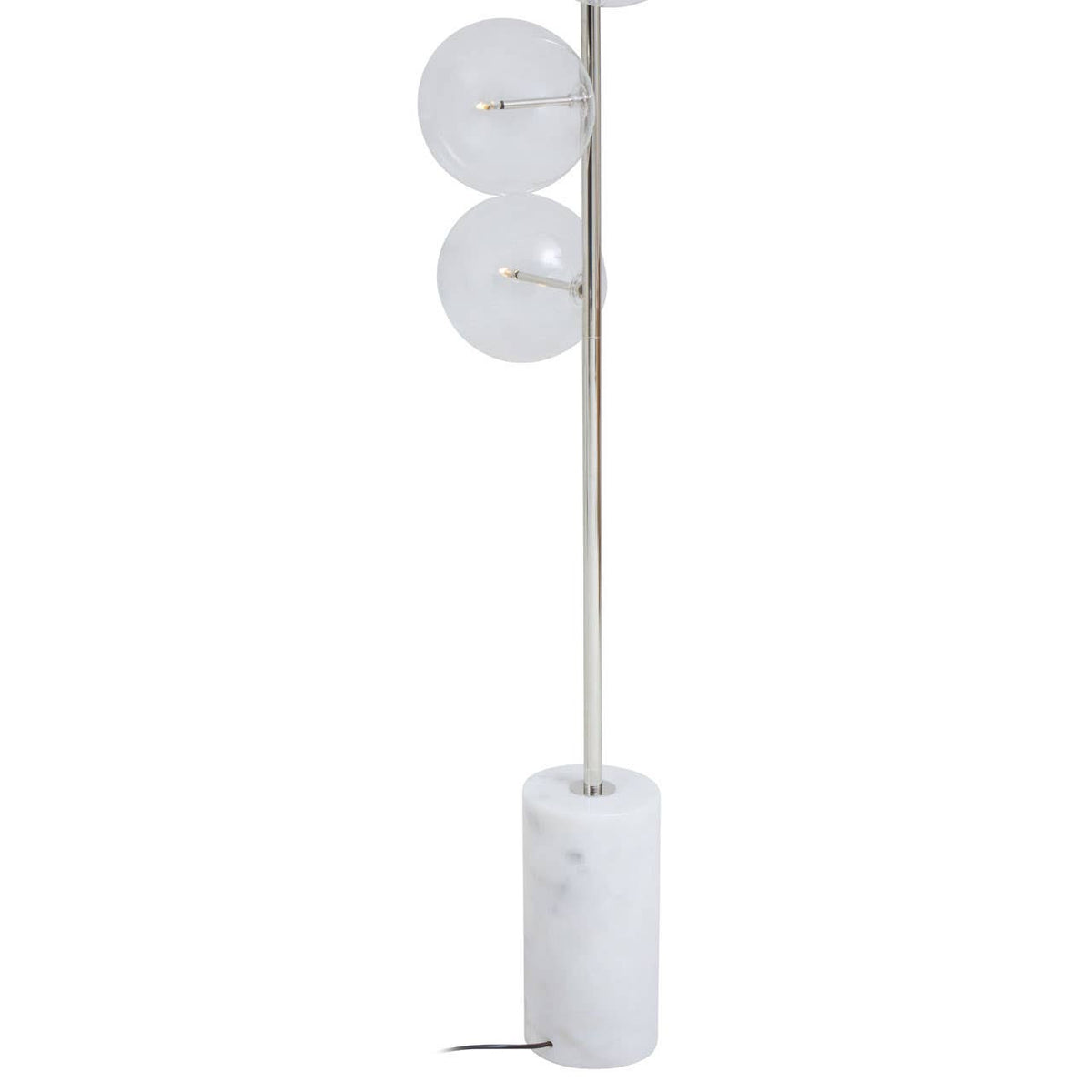 Abira White Marble and Nickel Finish 5 Bulb Floor Lamp