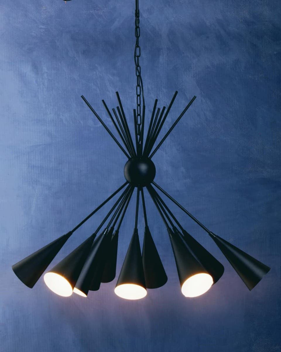 Yara Matt Black 12 Bulb Statement Pendant Light