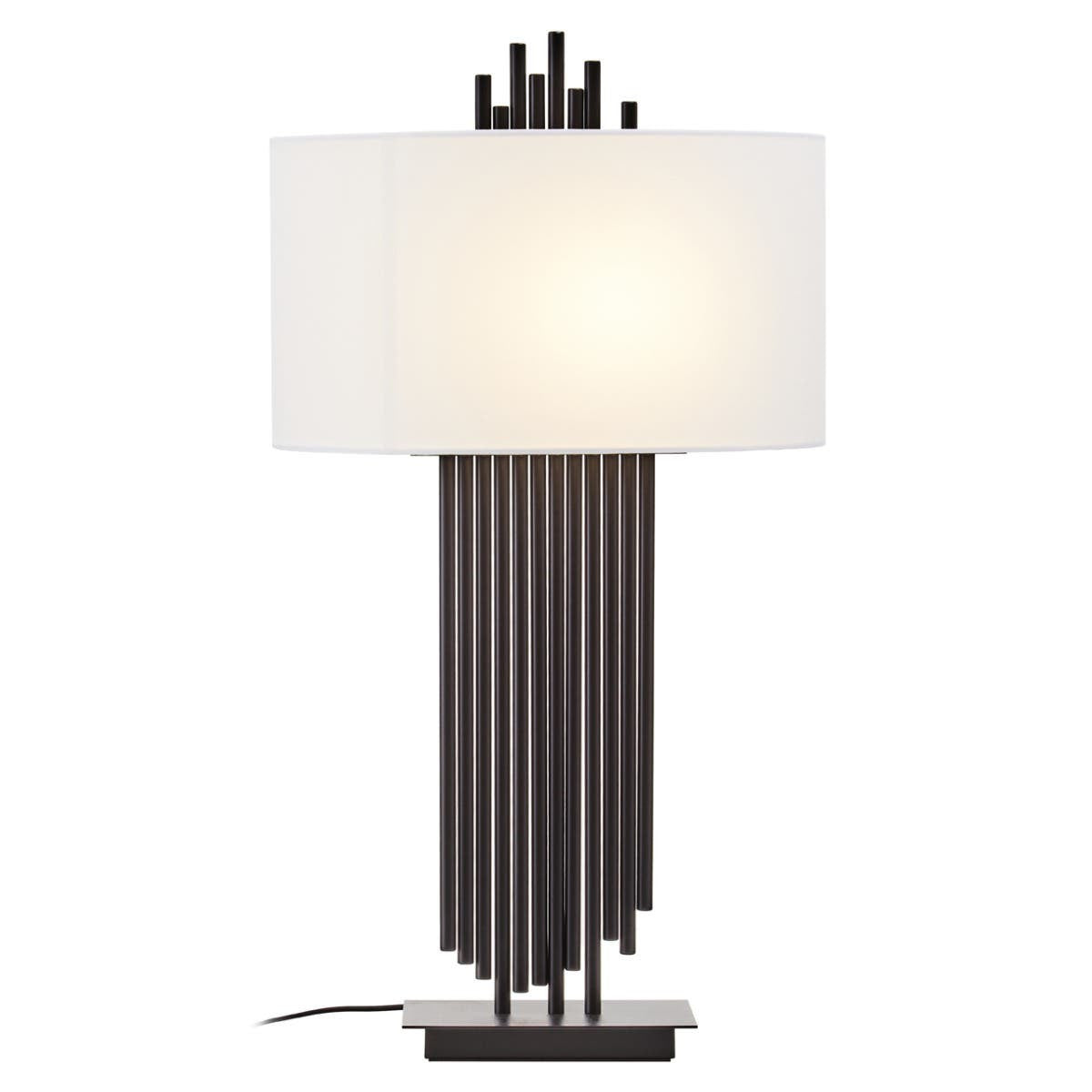 Impero Black Table Lamp with White Linen Shade