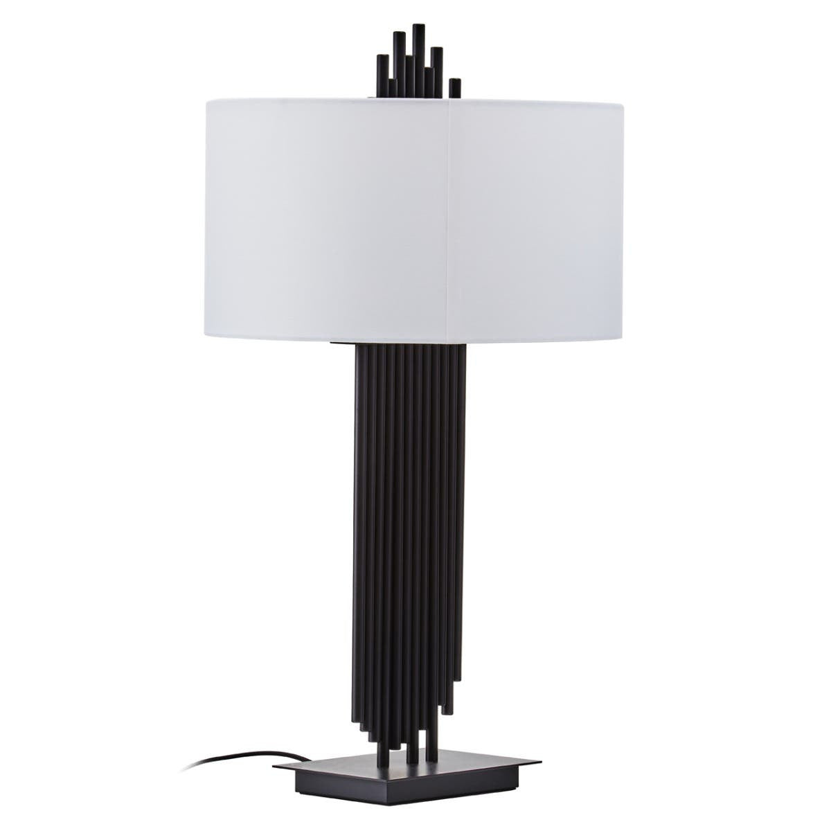 Impero Black Table Lamp with White Linen Shade