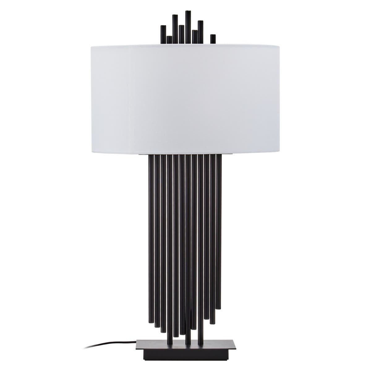 Impero Black Table Lamp with White Linen Shade