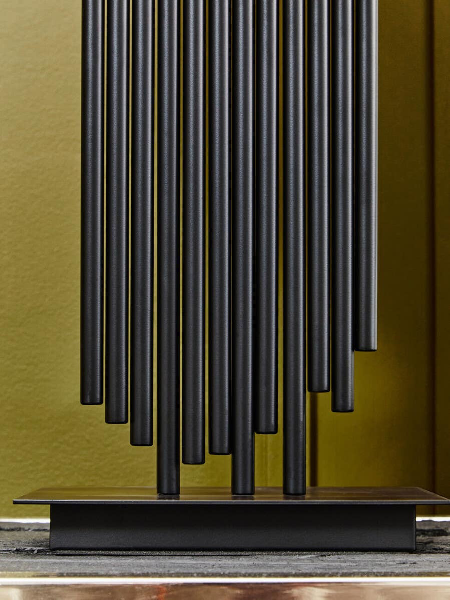 Impero Black Table Lamp with White Linen Shade