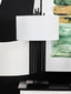 Impero Black Table Lamp with White Linen Shade