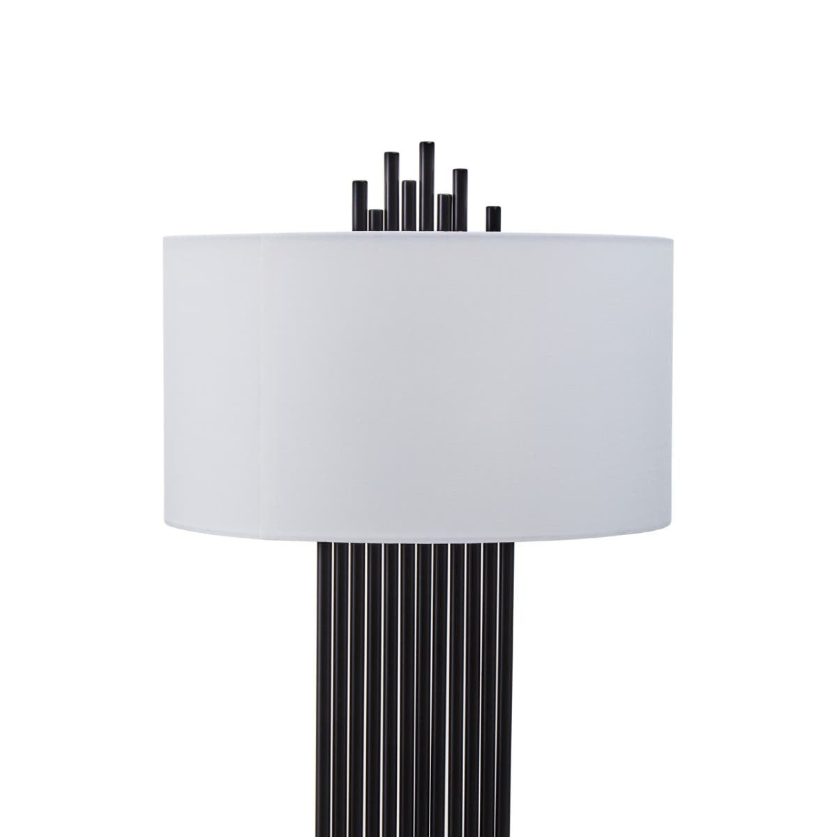 Impero Black Table Lamp with White Linen Shade