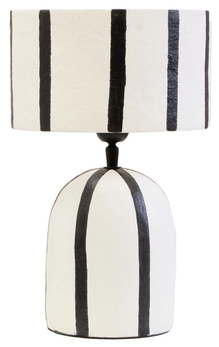 Carta Black and White Stripe Papier Mache Table Lamp
