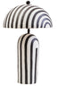 Carta Black and White Stripe Papier Mache Table Lamp with Dome Shade