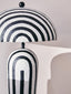 Carta Black and White Stripe Papier Mache Table Lamp with Dome Shade