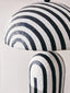 Carta Black and White Stripe Papier Mache Table Lamp with Dome Shade