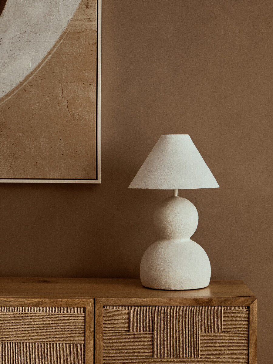 Carta White Papier Mache Table Lamp