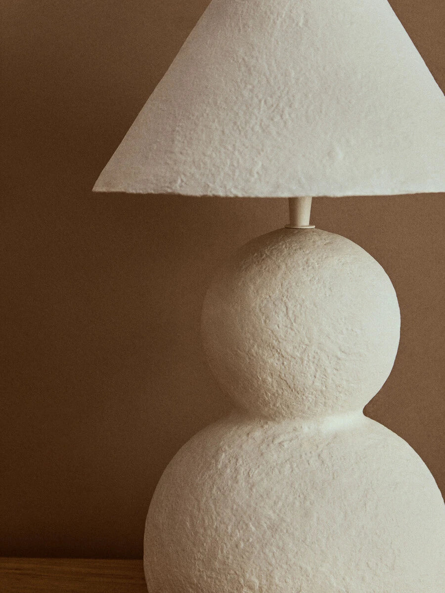 Carta White Papier Mache Table Lamp