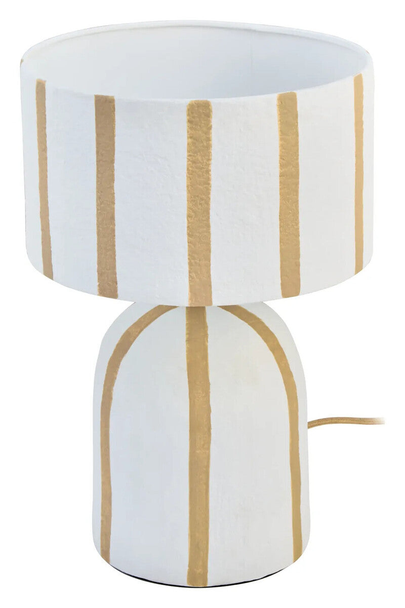 Carta Brown and White Stripe Papier Mache Table Lamp
