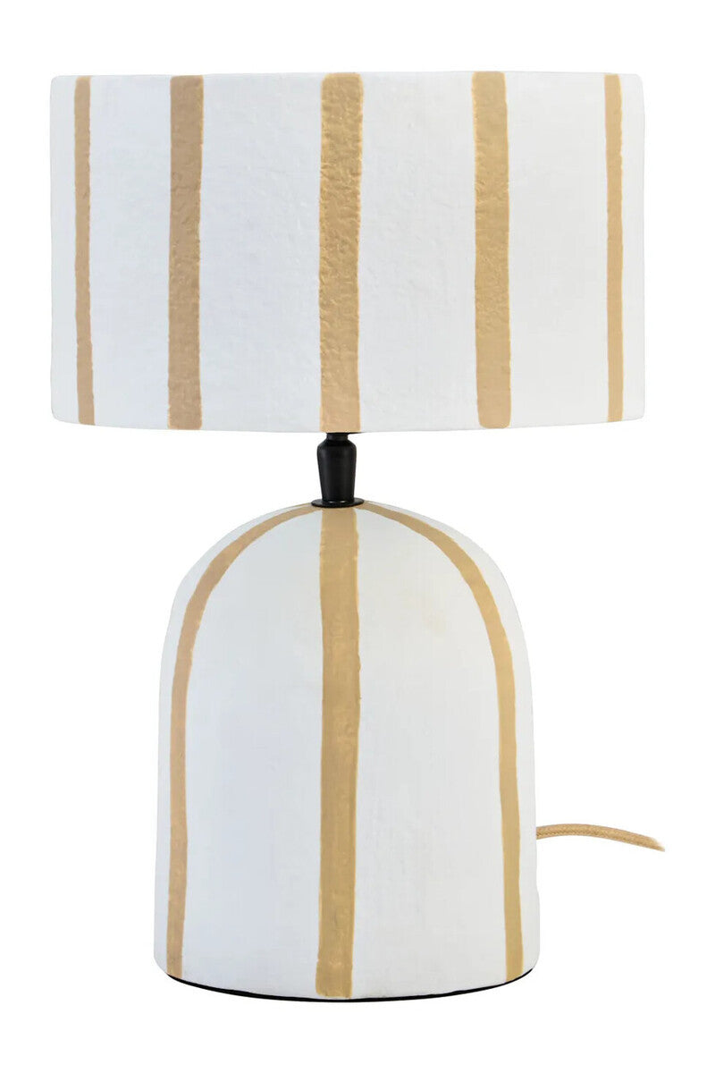 Carta Brown and White Stripe Papier Mache Table Lamp