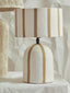 Carta Brown and White Stripe Papier Mache Table Lamp