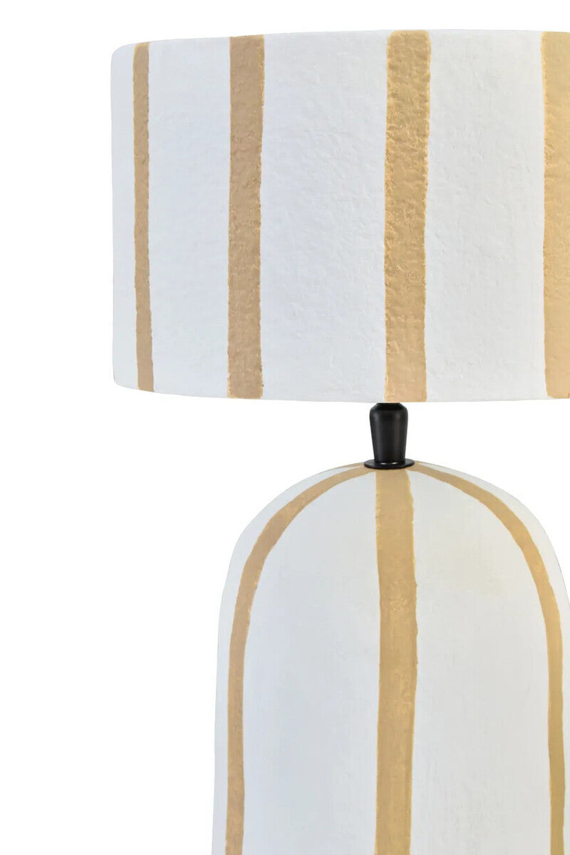 Carta Brown and White Stripe Papier Mache Table Lamp