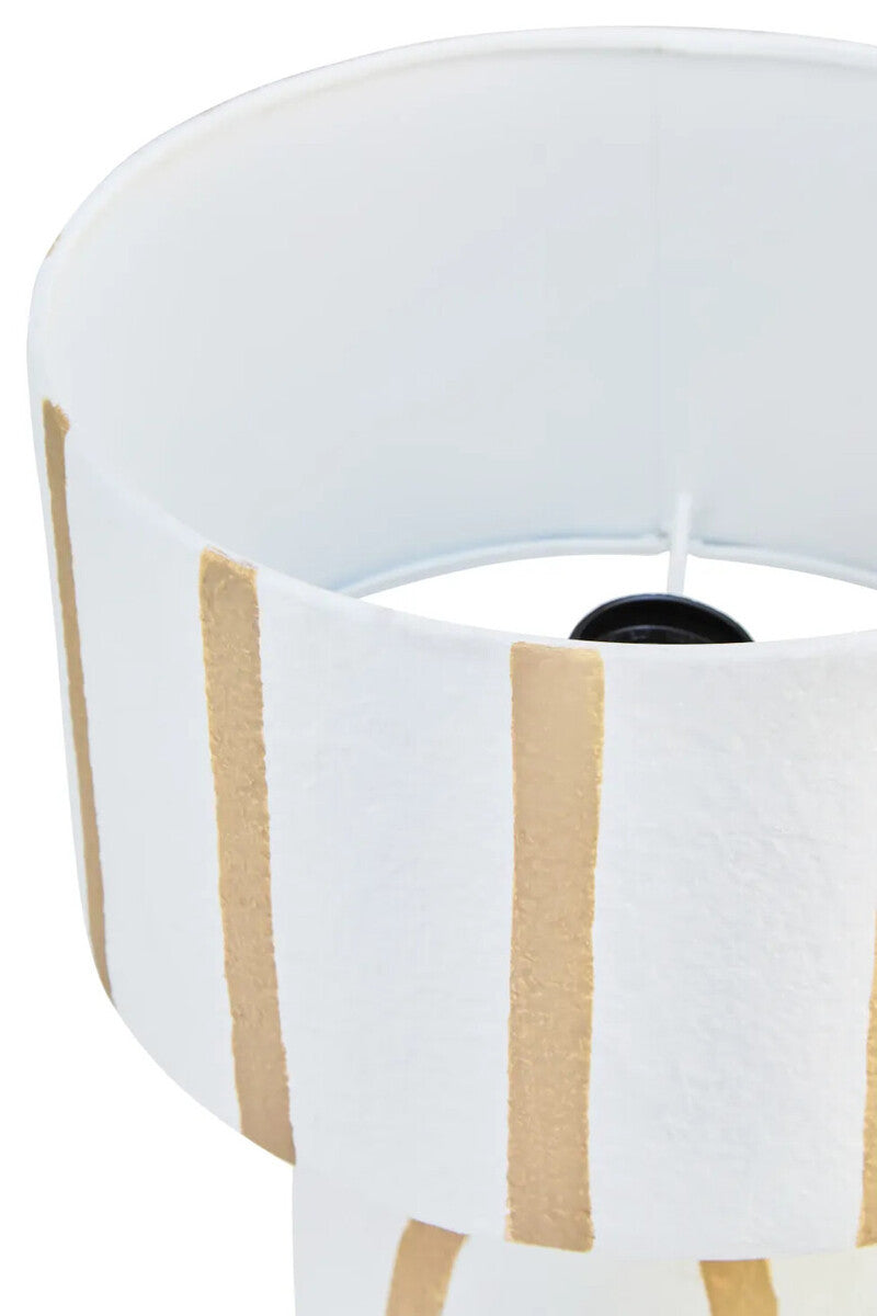 Carta Brown and White Stripe Papier Mache Table Lamp