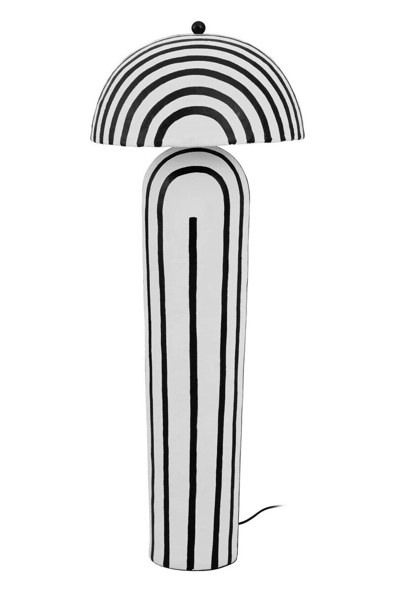 Carta Black and White Stripe Papier Mache Domed Floor Lamp