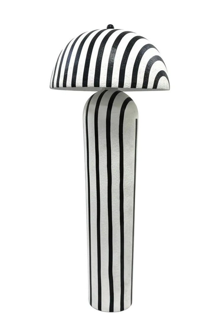 Carta Black and White Stripe Papier Mache Domed Floor Lamp
