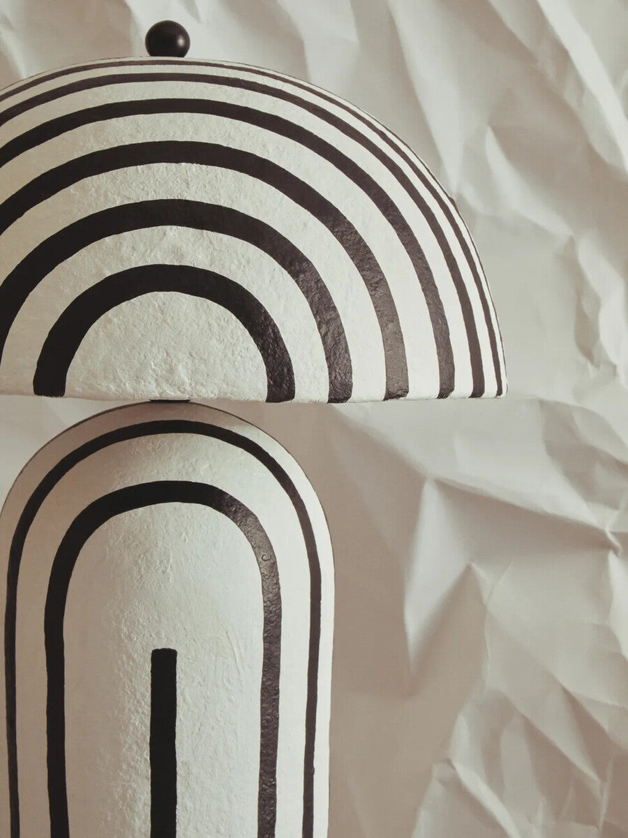 Carta Black and White Stripe Papier Mache Domed Floor Lamp