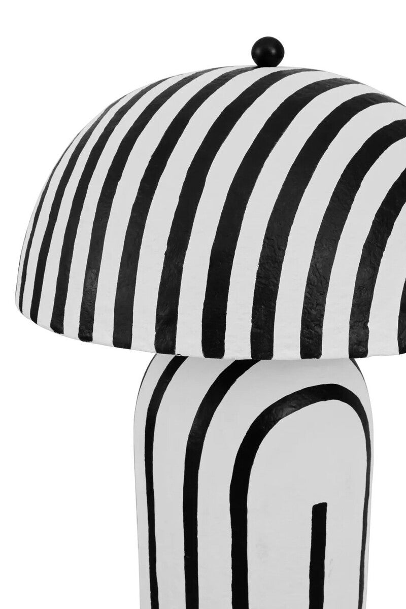 Carta Black and White Stripe Papier Mache Domed Floor Lamp