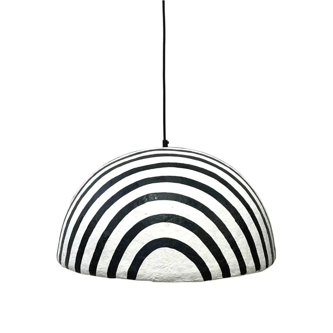 Carta Black and White Stripe Papier Mache Domed Pendant Light