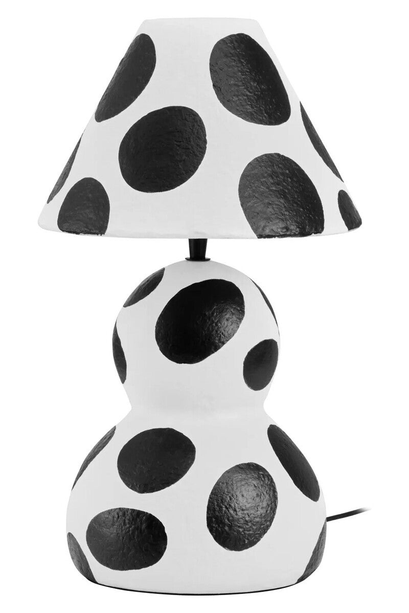Carta Black and White Polka Dot Papier Mache Table Lamp