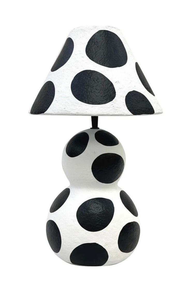 Carta Black and White Polka Dot Papier Mache Table Lamp
