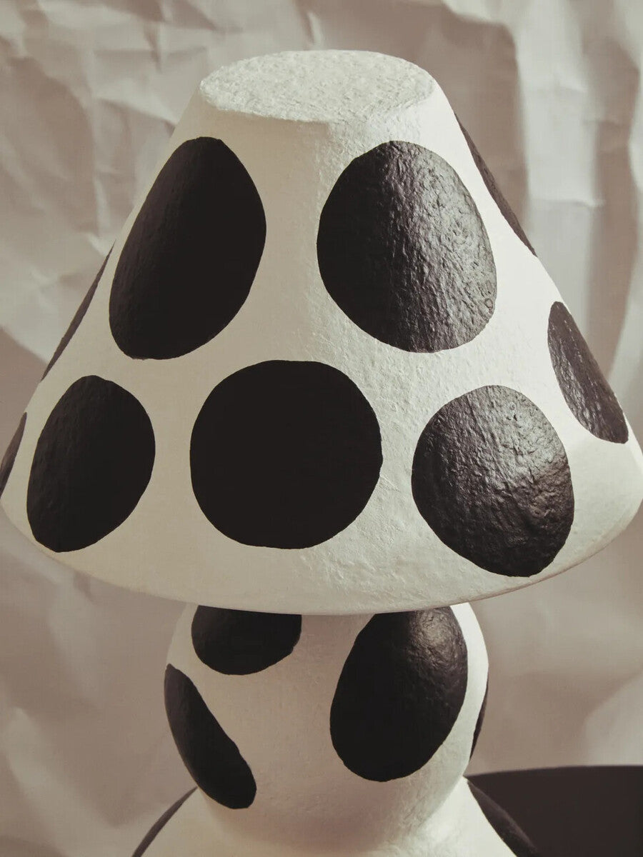Carta Black and White Polka Dot Papier Mache Table Lamp