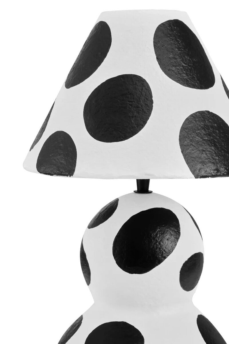 Carta Black and White Polka Dot Papier Mache Table Lamp