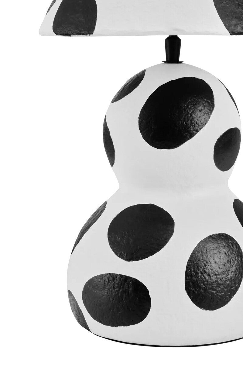 Carta Black and White Polka Dot Papier Mache Table Lamp