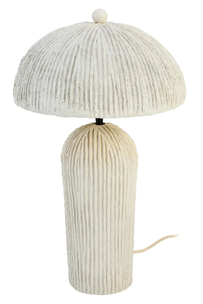Carta Oatmeal Etched Linear Design Papier Mache Domed Table Lamp