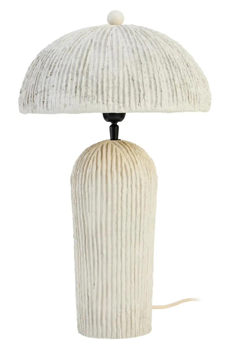 Carta Oatmeal Etched Linear Design Papier Mache Domed Table Lamp