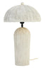Carta Oatmeal Etched Linear Design Papier Mache Domed Table Lamp