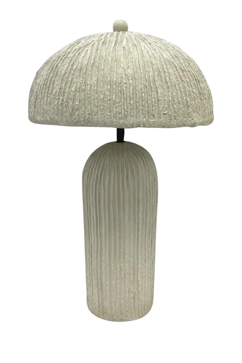 Carta Grey Etched Linear Design Papier Mache Domed Table Lamp